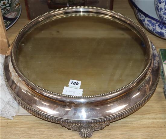 A Victorian plated mirror plateau